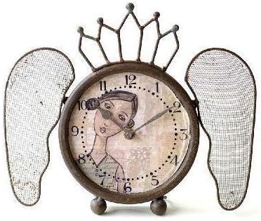 Amazon Co Jp 置き時計 おしゃれ アンティーク レトロ アナログ ブロカント シャビー 可愛い デザイン 卓上 時計 スタンドクロック レトロなウィング付き置き時計 Dcr4900 ホーム キッチン