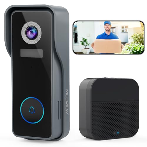 MUBVIEW Wireless Doorbell Camera with Chime, 2K Video...