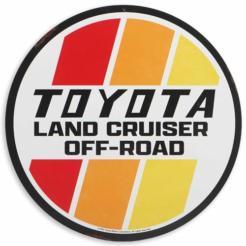 Toyota Land Cruiser Off-Road Round Metal Sign - Retro Toyota Sign for Garage, Shop or Man Cave