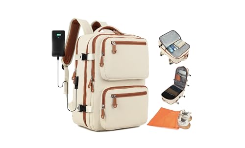 Mochila de Viagem Masculina Feminina Reforçada Executiva Grande Mochila para Notebook Trabalho Viagem Escola com Cabo de Aço Impermeável com Saídas USB Unissex + Capa para Tenis