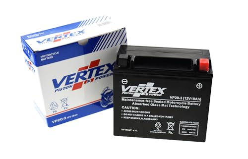 Vertex VP20-3 Sealed AGM Motorcycle Battery, 12V, 18Ah, CCA (-18) 270,...