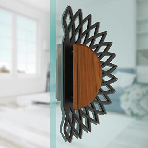 Image of Plantex 304 Grade Stainless Steel Main Door Handle /12-inch Round Shape Door Handle for Main Door /Pull-Push Door Handle -Pack of 1 (Black and Wood Finish)