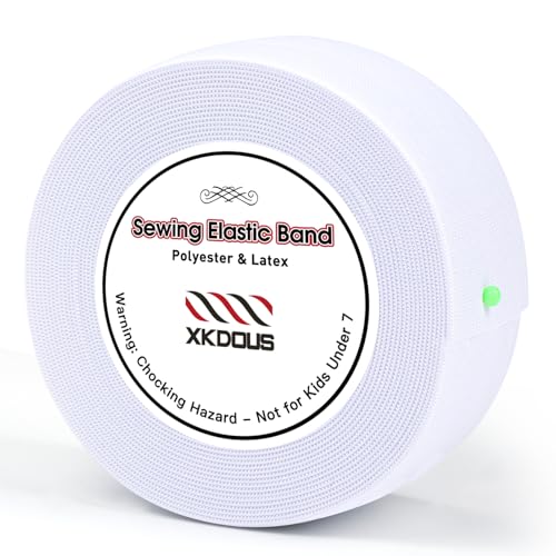XKDOUS Elastic Band for Sewing White 2 Inch 7 Yards Knit Elastic Bands for Sewing Waistband and Pants Waist High Elasticity