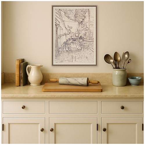 Kate and Laurel Framed Canvas Wall Art Print Cafe Terrace at Night Van Gogh by Nostalgia Prints, 18 x 24 Sylvie Beaded Dark Gold Frame, Vintage, Cityscape Art for Wall Decor by Kate and Laurel - Used condition - Image 9