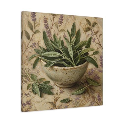 Toile sauge verte 60x60 cm pour habiller un mur vide de cuisine