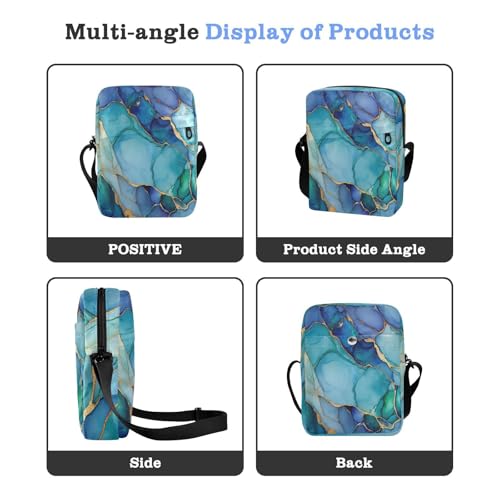 messenger bag Crossbody Small Bag For Women small crossbody purse Adjustable Strap for Casual Casual- Marble Royal Blue Green4