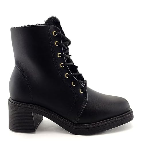 Bota Beira Rio Estilo Coturno Salto Médio,Preto, 34