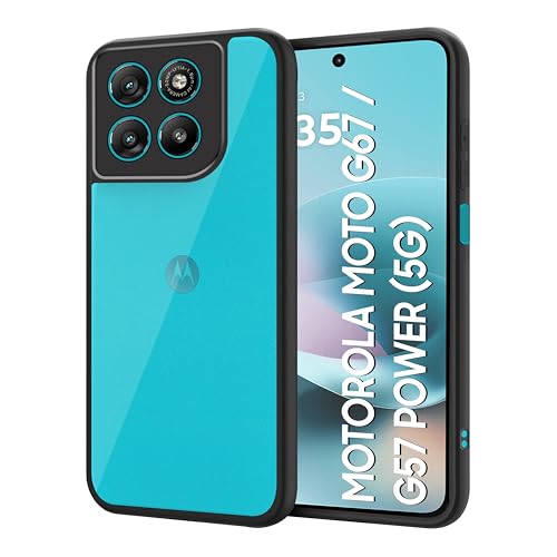 Image of CEDO Backcover for Motorola Moto G67 / G57 Power (5G) | Camera Protection Bump Shockproof Edge | Ultra Hybrid Transparent Acrylic Clear TPU+PC Hard Backcase Cover (Black)