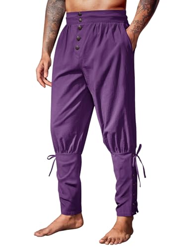 Runcati Mens Medieval Pirate Pants Renaissance Viking Costume Trousers