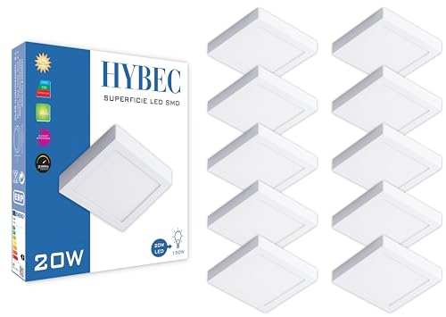 CLAR HYBEC- Lámpara de techo, techo LED, lámpara de techo, lámpara de dormitorio, neón LED, escritorio blanco, techo LED de baño, lámpara de techo LED de 20 W (paquete de 10)