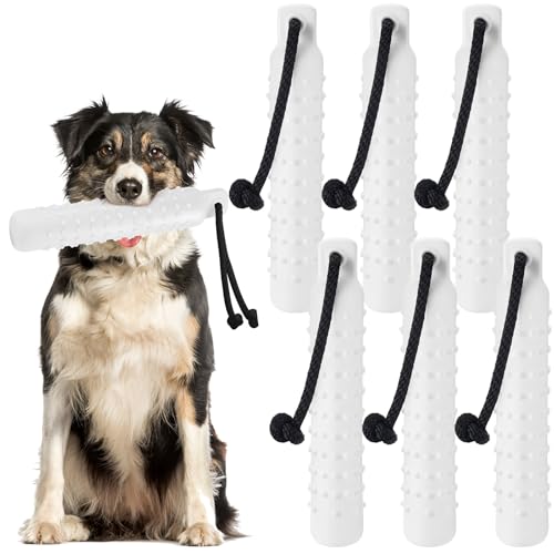 Blueweenly 6 Pcs Dog Bumper Toy for Water Retrieving Plastic Puppy Training Dummy Dog Float Toy Lightweight for Float on The Water Pool Outdoor Training Hunting Fetching (White)