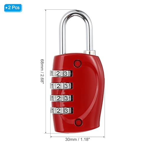 Image of PATIKIL Combination Lock, 2Pcs 4 Digit Outdoor Padlock Waterproof Locker Lock for Luggage Suitcase, Gym Locker, Fence, Filing Cabinets, Toolbox, Gate, Red