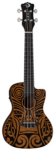 Luna UKETRIBALCEL Tribal Concert Cutaway Acoustic/Electric Ukulele thumb #1