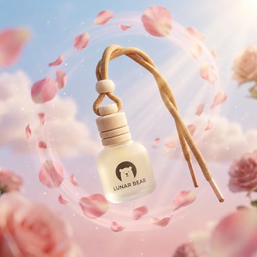 Image of LUNAR BEAR Romantic Rose Car Air Freshener | Hanging Car Perfume Diffuser with Protective Case | Luxury Car Fragrance Made with Premium Essential Oils | Alcohol Free & Long Lasting