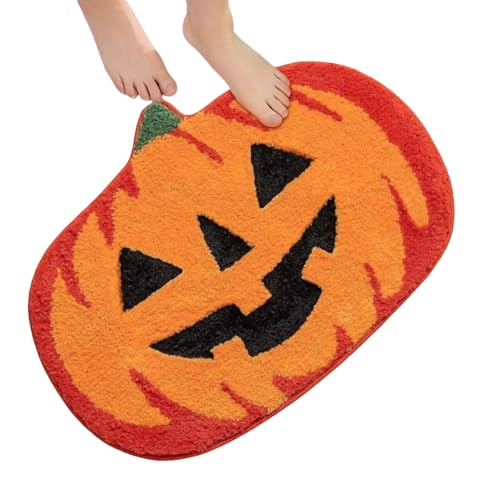 Alfombra de baño de Calabaza para Halloween, Suave, Antideslizante y Absorbente, acogedora Alfombra otoñal para baño, Alfombra de Calabaza Adorable para Dormitorio, Entrada y decoración del hogar