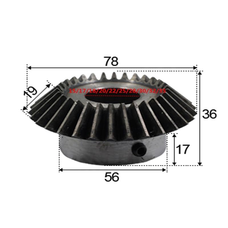 Bevel Gear Pinion Hardware Mechanical 1pcs Bevel Gear 2.5M 30Teeth Inner Hole 15/17/18/20/22/25/28/30/32/35mm Gear 90 Degrees Meshing Angle Steel Gears Screw Hole M6(30mm Keyway 8mm)