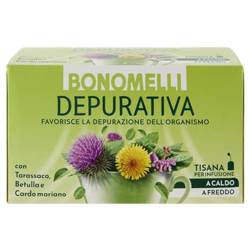Bonomelli Tisane Funzionali, Depurativa, 16 Filtri, con Cardo Mariano, Sambuco e Tarassaco,...