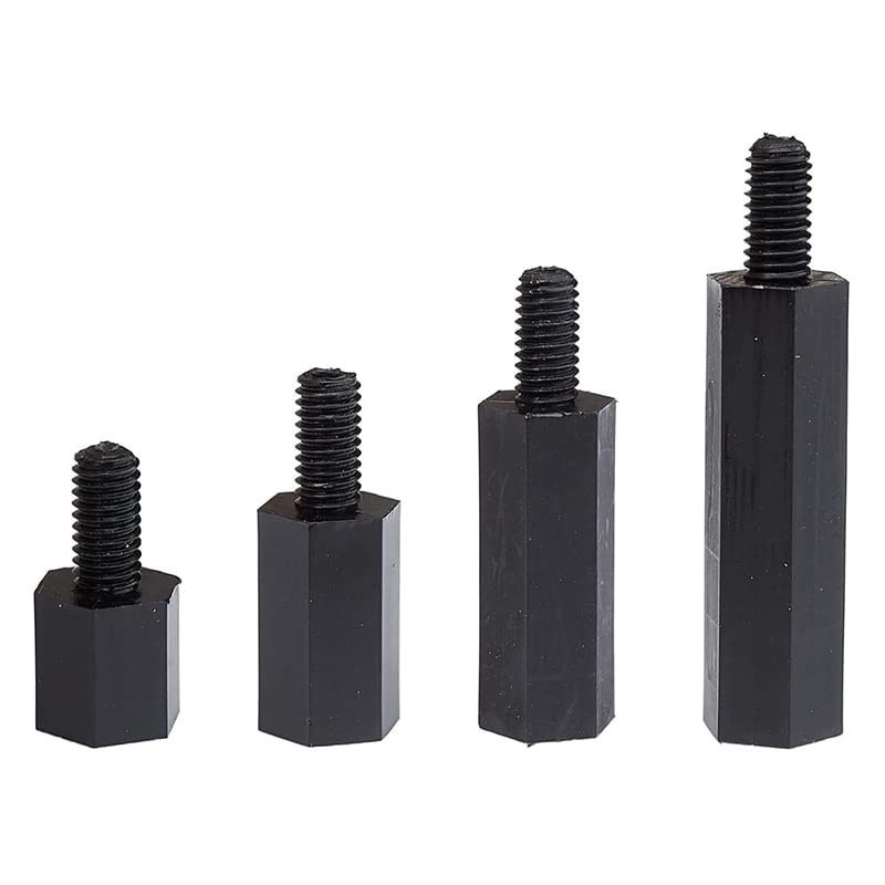 320PCS M3 Male Female Nylon Hex Spacer Standoff Screw Nut Threaded Pillar PCB Motherboard Assorted Assortment Kit| | - - (Color: Black)