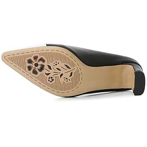 Stunner Women's Pointed Toe Pumps Shoes Stitching Color Chunky Heel Party Dress Heels4