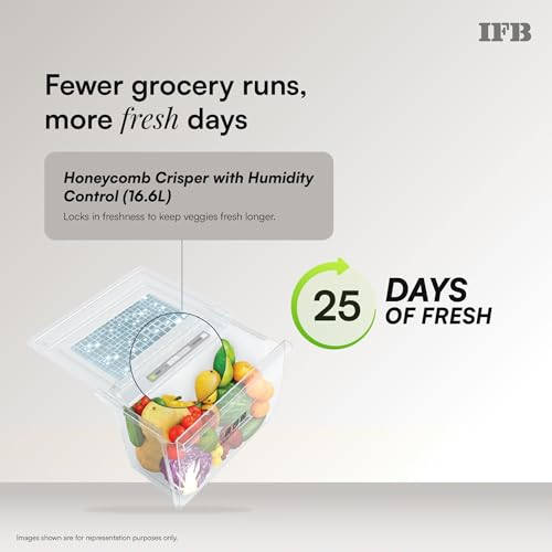 Image of IFB 197L 5 Star Advanced Inverter Direct-Cool Single Door Refrigerator with 30 Hrs Cooling Retention, Big Vegetable Box, 4 Year Super Warranty & Base Stand (2026,IFBDC-223EYBNED,Divine Bliss Blue)