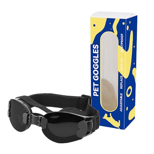 Schwimmbrille für Hunde, Größe M, UV-Schutz, verstellbarer Riemen, faltbar, Haustier-Sonnenbrille für Plateau, Langlauf, Laufen, Skifahren