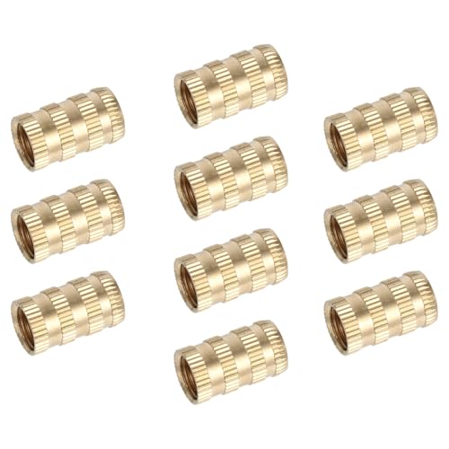 Artibetter 10pcs M10 Brass Knurled Female Thread Insert Nuts Knurled Embedment Threaded Inserts for 3D Printer Parts and Industrial Fastening Applications