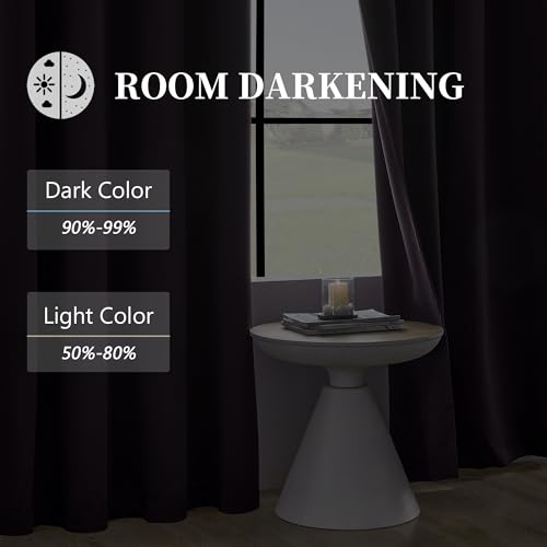 Image of HUTO 108 Inches Long Blackout Bedroom Window Curtains Drapes - Antique Copper Thermal Insulated Privacy Protect Curtains Drpaeries for Living Room, 2 Panels, 52 x 108 Inch, Plum Purple
