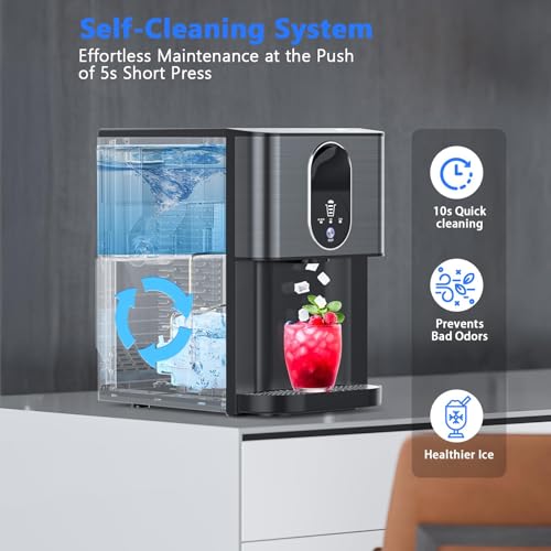 Image of Nugget Ice Makers Countertop, Pebble Ice Maker Machine with Dispenser 44lbs /24H, Soft Chewable Pellet Ice Machine, 3.3lbs Ice Storage, Self-Cleaning Ice Maker for Home /Kitchen /Party /Office, Black