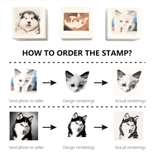 Custom Pet Portrait Stamp Personalized Photo Stamp Diy For Dog/Cat/Rabbit Face Animal Stamp Ink Stamp For Scrapbooking Card And Decorative Personalized Gifts (Blue) #TOP2