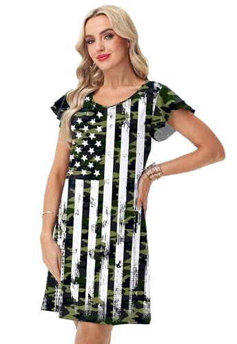 Image of AOBUTE Womens 4th of July Dress American Flag Party Dresses USA Parade Mini Dress
