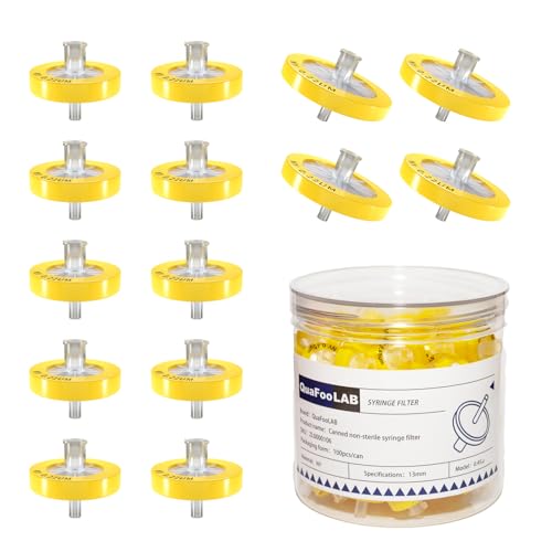 Image of Syringe Lab Filters,Syringe Filters, Nylon 13mm Diameter 0.22μm Pore Size,Non Sterile Filtration,Yellow Pack of 100