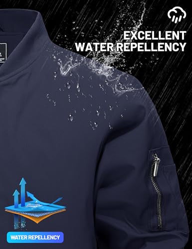 Image of TACVASEN Men's Bomber Jacket Thermal Quilted Winter Coat for Daily Wear | Diamond quilted lining for warmth, windproof and water-resistant, full zip front, 4 utility pockets, stylish and functional.