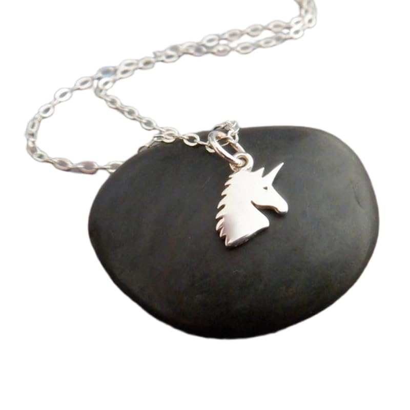 Colgar de plata de ley 925 unicornio joya infantil con cadena de 45cm