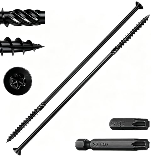 Wensilon 5/16 * 14" Black Deck Screws 12pcs 2lbs 8x350mm Lag Screws