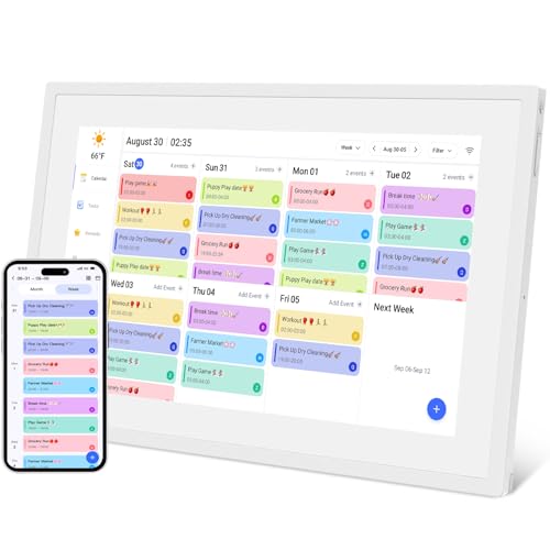 SSA 10.1' Smart Digital Calendar Family Hub | Touchscreen Display,Customizable Chore & Meal Planner, Grocery List, Schedule Planner Sync with Phone App, Ideal for Parents