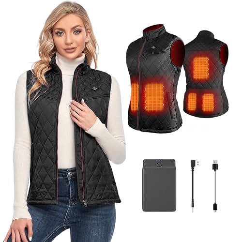 Heated Vest Women with Battery Pack, Rechargeable Lightweight Heating Warming for Hunting Small Black