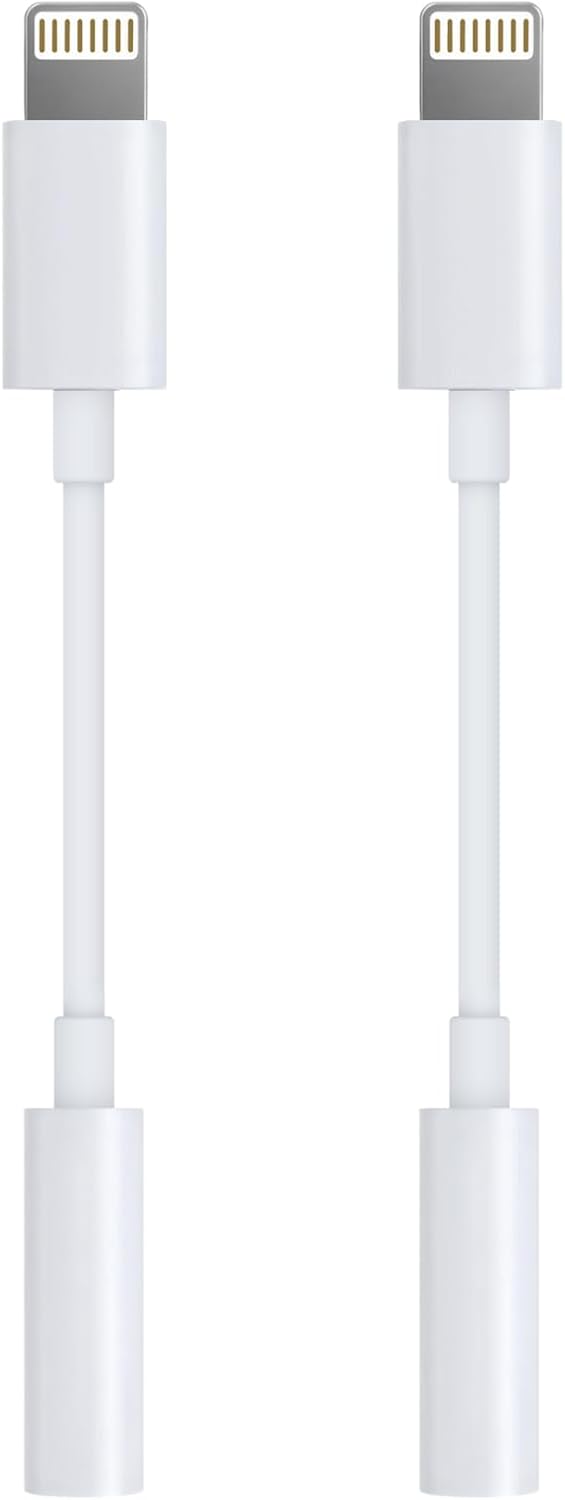 Lightning to 3.5mm Audio Jack Adapter Apple MFi Certified iPhone Headphone Jack Adapter Lightning to Aux Adaptor Dongle for iPhone 14 13 12 11 XS XR X 8 7 2 Pack