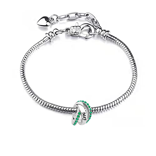 NARTGO January-December 12 Months Colors Birthstone Happy Birthday Charm Compatible with Pandora Charms Bracelets4