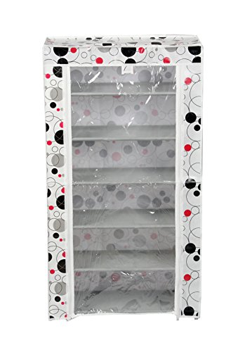 Image of GTC Light Weight Foldable Shoe Shelves Storage Organizer for Home and Office (6 Layer) (White Circle)