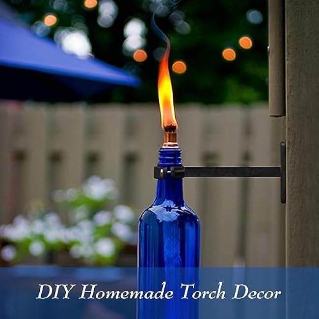 LANMU Wine Bottle Torch Kit, Outdoor Patio Wall Mount Holder with Wick, Porch Whiskey Bottle Hardware Kit, DIY Homemade Decor