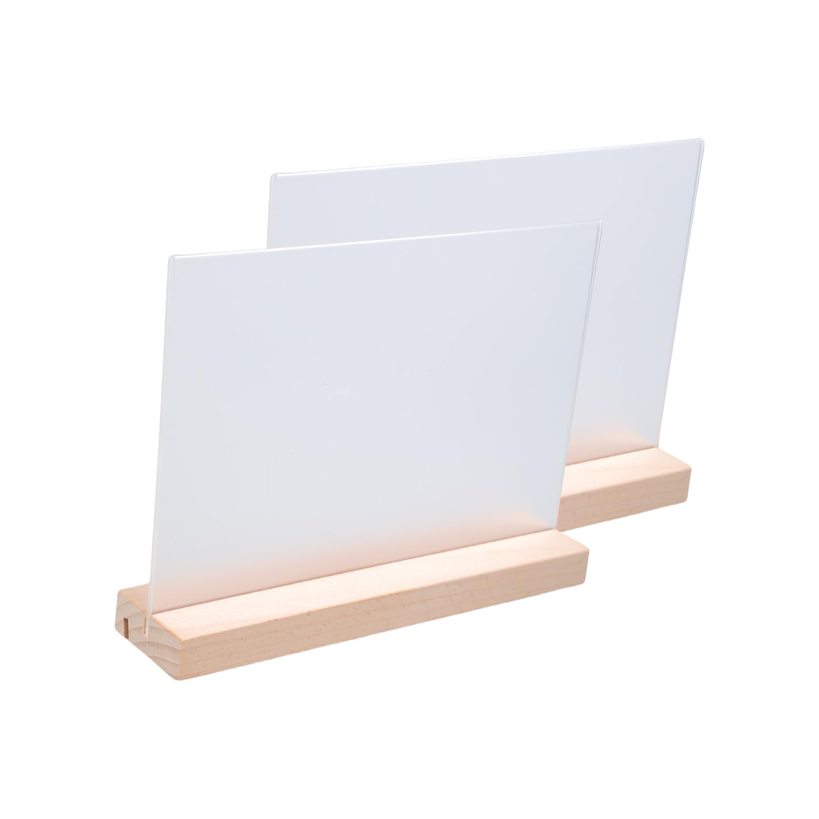 carotoe 2PCS Acrylic Poster Sign Display Stand with Wood Base Clear Sign Holder L Shape Holder for Wedding Hotel Reception for Wedding Restaurant Display