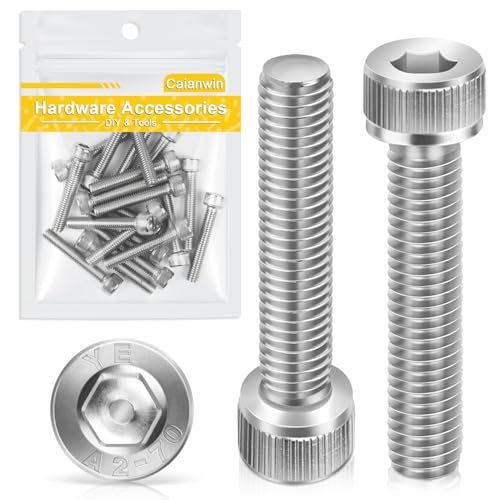 Tornillos cilíndricos M6 x 35 mm con hexágono interior, 20 unidades, Caianwin DIN 912 de acero inoxidable (A2 V2A), tornillos para máquinas industriales, vehículos de motor, construcción