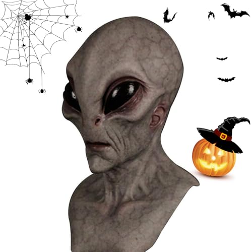 Payasos, Toy Máscara de Alien, Mascara Halloween Látex, Mascaras de Terror, Mascara Hiperrealista, Disfraz de Alien Halloween para Fiestas de Baile de Halloween (2)