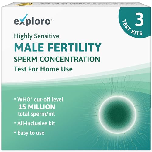 Exploro Sperm Check Fertility Test for Family Planning, Sperm Test for Men to take Male Fertility Test, Fertility Test for Men for Sperm Check, Sperm Test Kit to Test 15 Million Sperm/ml [3 Pack]