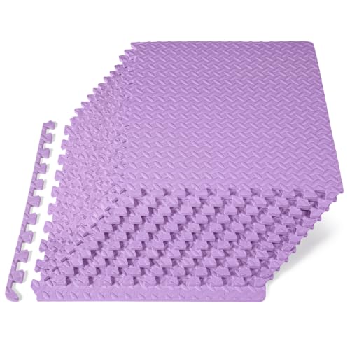 Image of ProsourceFit Exercise Puzzle Mat 1 /2-inch, EVA Interlocking Foam Floor Tiles for Home Gym, Workout Equipment, Kids Play Areas, Purple, 48 SQ FT - 12 Tiles
