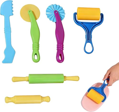 6 Pièces Accessoires Pâte à Modeler - Outils Colorés et Durables pour Enfants - Comprend Moules, Couteaux et Tampons - Parfait pour Créer, Former et...