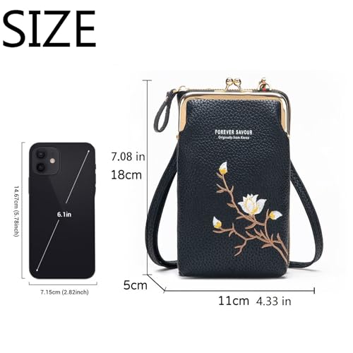 Forever Savour Mobile Phone Bag, Women Sling Cross-Body Wallet with Mobile Cell Phone Holder, Cross-Body Phone Bag Leather 7