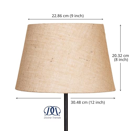 Image of Divine Trends Natural Jute Tapered Lamp Shade 12 inch Inches Bottom Diameter Compatible with E27 & E14 Holders (Pack of 1)