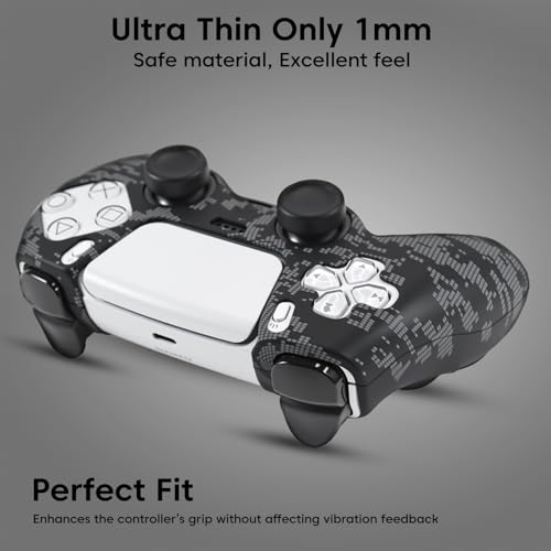 Image of Sounce Anti Slip Silicone Controller Accessories Compatible with PS5 Wireless Controller Protective Grip Skin with Thumb Grip Caps and Joystick Protectors Kit for Enhanced Control and protection(Grey)
