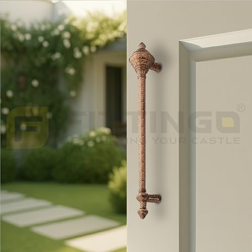 Image of Royal Gada Door Handle for Main Door /16 Inch Traditional Main Door Handle /Pull Push Handle for Home /Office /Hotels Doors - (Hole to Hole 300mm, Pack of 1) - PVD Rose Gold- 3 Years Warranty